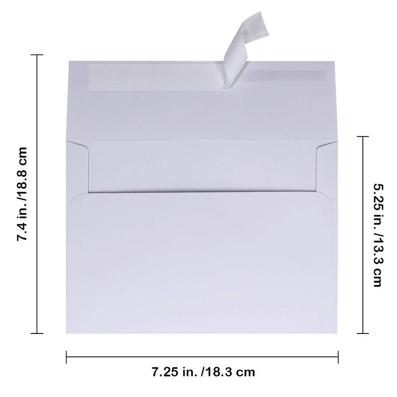 Supla 150 Pcs A7 Invitation Envelopes in White Peel & Seal Self Seal 5 1/4 x 7 1/4 Envelopes 95lbs. Paper Stock for Weddings Shower Invitations Mailings Announcements 5 x 7 Greeting Cards - Image 2